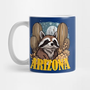 Arizona Ring-tailed Cat Surrounded by White Cacti Blossom Mug